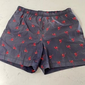 HTF Ralph Lauren Polo Sport drawstring swim trunks blue with pink flamingos M